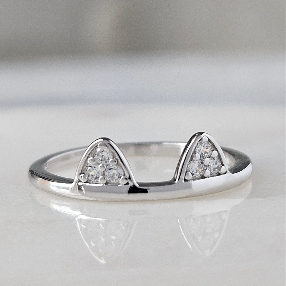 Cat Ear Ring, Solid 925 Sterling Silver Charmed Aroma Cat Collection